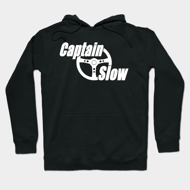 Captain Slow classic logo (white) Hoodie by jaagdesign